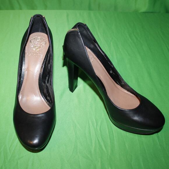 Vince Camuto Black Platform High Heel Gold Zip A2  Sz. 9 M - Picture 16 of 16